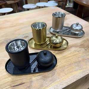 Moderno Quemador de Incienso Metálico con Patrones y Bandeja, Mabkhara, Quemador de Carbón para Oud, Decoración de Lujo para el Hogar - Product Image 4