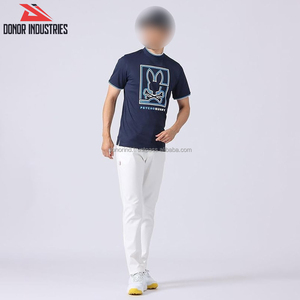 <b>Blue</b> Solid Eco-Friendly Breathable High Quality Casual Wear Adult <b>Men's</b> Jersey Mock Neck <b>T</b>-<b>Shirts</b> - Product Image 4