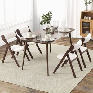 Set of 2 Comfortable Dining <b>Chairs</b> <b>Padded</b> Backrest and Seat Folding Design - Product Image 3