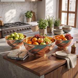 Cuenco de Cobre Martillado Artesanal con Acabado Patinado, Estilo Moderno, Resistente al Calor para Uso en la Cocina - Product Image 4