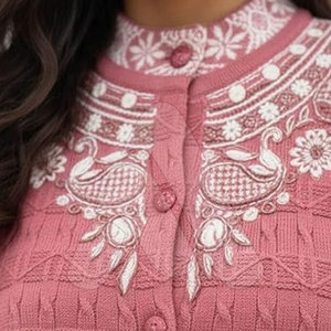 Suéteres de Mujer al por Mayor 2026, Bordado Floral, 100% Algodón Tejido, Alta Calidad, Personalizables, Moda en Prendas de Punto - Product Image 2