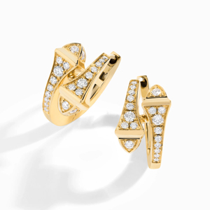 Pendientes de Aro con Diamantes Geométricos en Oro Amarillo con Engaste de Canal, Lujosos para Uso Diario de Mujeres - Product Image 1