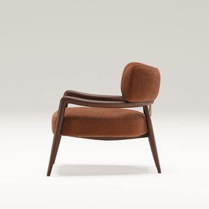 Sillón Retro Curve con Cojín Marrón Cálido y Estructura de Madera Maciza - Product Image 4