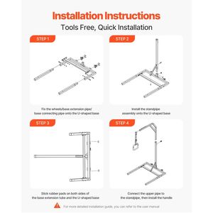 Barra Trapezoidale Autoportante per Mobilità a Letto, Regolabile in Altezza, 2 Ruote, Capacità 136 kg, Dispositivo di Assistenza per Sollevamento dal Letto - Product Image 6