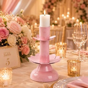 Support de bougie floral rose, décoration d'intérieur - Product Image 2