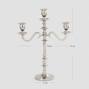 Luxury 3 Arm Silver Metal Candelabra Centerpiece <b>Tall</b> Taper Candle Holder Stand for Dining Room <b>Table</b> Celebration Wedding Decor - Product Image 6