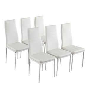 Set di 6 Eleganti Sedie da Pranzo Bianche con Schienale Alto e Texture a Righe, Mobili di Alta Gamma per la Casa - Product Image 1