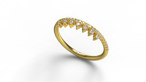 Minimalist 18K Gold Curved Round Diamond Wedding Band <b>Stacking</b> <b>Ring</b> Engagement Band Fine Jewelry for Women - Product Image 2