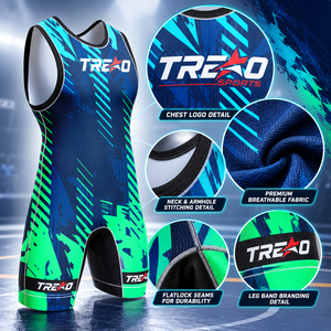 Custom Sublimation Trexo Sports Polyester Spandex <b>Wrestling</b> <b>Singlet</b> for <b>Men</b> Four-Way Stretch Compression-Angry Wolf Design Team - Product Image 5