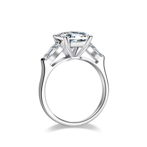 Offre Spéciale – Bagues de Fiançailles et de Mariage pour Femme en Argent S925 avec Diamant Taille Émeraude 4 carats et Moissanite, Plaqué Or, Ajustables - Product Image 2