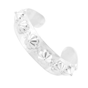 Silver Mountain Geometric Studded Open Cuff Sterling Silver <b>Charm</b> Bracelet Antique Silver Adjustable Minimalist Modern Unisex - Product Image 2