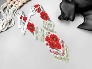 Collier tendance aux coquelicots rouges, bijoux pour les amoureux de la nature, cadeau pour la fête des mères, collier hippie bohème en perles de rocaille - Product Image 6