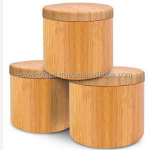 Professional Design Vintage Eco-Friendly Indian Bamboo Beige Spice Storage <b>Box</b> Lid Cylindrical <b>Stackable</b> Shaker - Product Image 2