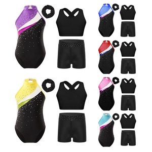 Costume de danse lyrique et de gymnastique pour filles de 6 à 16 ans, justaucorps avec veste et short, ensembles pour spectacle sur scène, compétition, spectacle scolaire - Product Image 1