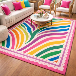 Modern Abstract <b>Rainbow</b> Wave Rug Colorful Living Room Carpet Soft Plush Area Rug Decorative Home Floor Luxury Designer Carpet - Product Image 1