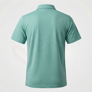 Polo à manches courtes pour homme, vert menthe, tricoté, uni, décontracté, coupe classique, boutons - Product Image 2