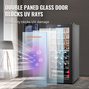 Doppia zona 32-bottiglia di vino refrigeratore Freestanding luce LED frigorifero per vino e bevande - Product Image 5