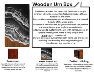 Urna artesanal de palisandro y resina, caja de recuerdo personalizada para cenizas humanas, tamaño mediano 9x5.5. - Product Image 4