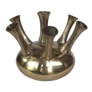 Jarrón moderno de aluminio fundido de 7 bocas, mesa de estilo náutico, decoración de Metal, acabado áspero, artesanías de latón - Product Image 1
