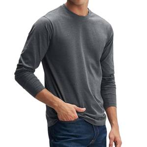 Camiseta de Manga Larga de Algodón Negro Premium para Hombre, Transpirable, Informal, Estilo Urbano, Ajuste Suave, Fabricante OEM - Product Image 2