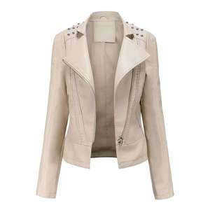 Chaqueta de cuero para mujer antiarrugas, impermeable, ecológica, con logotipo personalizado, transpirable, de primera calidad y ligera. - Product Image 2