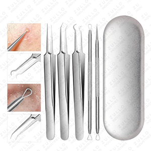 Kit de Extracción de Acné y Puntos Negros de Acero Inoxidable de 5 Piezas – Agujas de Lanceta y Pinzas de Doble Punta para Eliminación Facial - Product Image 1