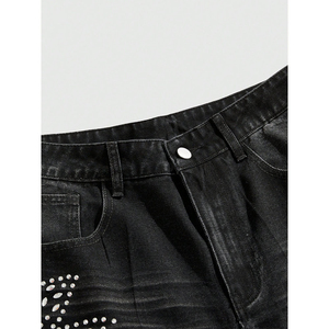 Nouvelle mode OEM à prix abordable pour hommes : Short en toile uni avec strass, style urbain, écologique, respirant, logo/couleurs personnalisables, haute qualité - Product Image 5