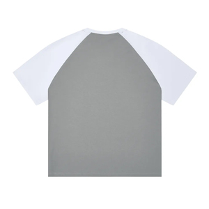เสื้อยืดลำลองแขนแร็กแลนสองสี พิมพ์โลโก้ตามสั่ง ขายส่ง OEM คุณภาพสูง ผ้าฝ้าย 100% เนื้อหนา สไตล์วินเทจ สำหรับผู้ชาย - Product Image 6