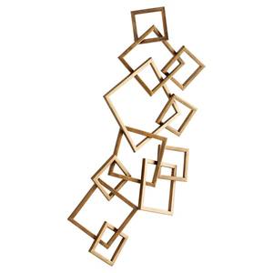 Arte de pared cuadrado entrelazado de latón con acabado dorado premium, adecuado para sala de estar, recepción de hotel y comedor. - Product Image 3