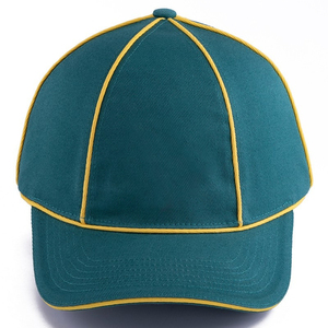 Casquette de baseball unisexe ajustée 6 panneaux en sergé vert et jaune contrastant, style décontracté, bouton réglable, toutes saisons - Product Image 1