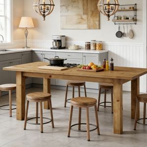 Tavolo da Pranzo in Legno Massello Rettangolare con Piano in Pietra Sinterizzata Effetto Marmo, Arredamento per Sala da Pranzo, Assemblato - Product Image 5