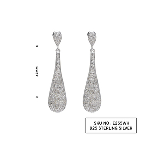 Pendientes colgantes de diamantes naturales blancos de corte redondo de 1.06 quilates, plata de ley 925, color G-H y claridad I, engaste de garras elegante - Product Image 2