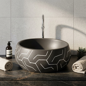 Lavabo de Cerámica Negro Mate Moderno para Encimera, Lavabo de Baño Premium con Accesorio de Drenaje - Product Image 2