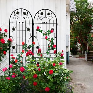 Lot de 2 treillis de jardin en métal antirouille de 71 po x 19,7 po, support extérieur pour plantes grimpantes - Product Image 1