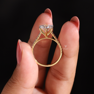 Anillo de Compromiso Personalizado con Diamante Cultivado en Laboratorio IGI, 2.50 CTW, Oro Amarillo Sólido de 14K, Chapado en Rodio, Corte Brillante Redondo Solitario de 4 Puntas - Product Image 6