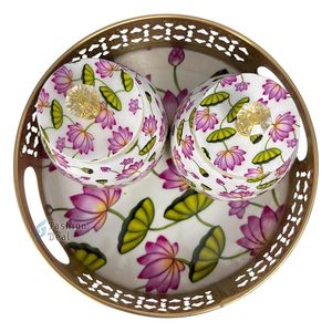 En gros, ensemble de plateaux et pots en corne Pichwai, faits main, au toucher réel, motif animalier indien, pour cadeau de remerciement - Product Image 4