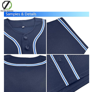 Maillot de baseball vierge unisexe décontracté respirant d'été à manches courtes boutonné pour uniforme de sport d'équipe - Product Image 4