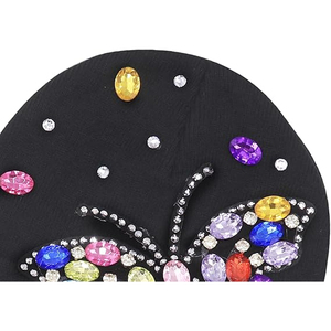 Black Rhinestone Knit Beanie Hat Women <b>Men</b> Winter Ribbed <b>Cap</b> Soft Stretch Warm Streetwear Custom Logo Hat - Product Image 4