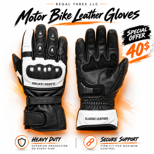 Gants de moto en cuir professionnels pour la course hivernale, respirants, antidérapants, avec poignées intégrées, protection complète des doigts, unisexe - Product Image 1
