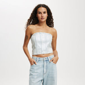 Camiseta de Mujer a la Moda, Estilo Tubo, de Algodón Denim de Alta Calidad, Diseño Cruzado con Estampado de Color Único Coreano, Camisa Casual Personalizada para Mujer - Product Image 3