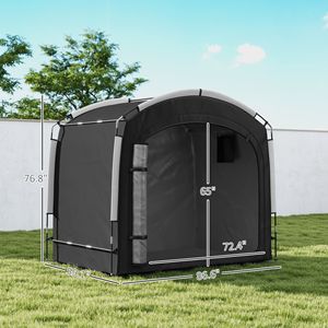 Tenda Copribiciclette Impermeabile Portatile in Tessuto Oxford 210D, Capacità 3-4 Biciclette, Nera con Borsa per il Trasporto - Product Image 3