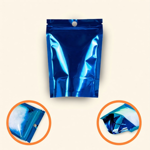 Sachet d'emballage alimentaire professionnel violet, pochette verticale avec fenêtre et fermeture éclair, logo personnalisé imprimé, sachet en Mylar - Product Image 4