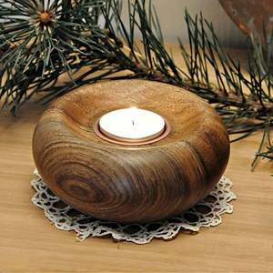 Support de bougie en bois artisanal écologique classique pour la décoration de la maison, personnalisable, Noël, salon, Inde - Product Image 2
