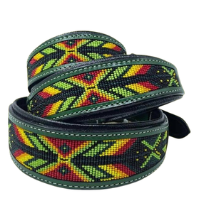 Premium Handcrafted Dog <b>Collar</b> and Leash Set Featuring Colorful Beadwork and Genuine Leather Construction At Bulk Price - Product Image 1
