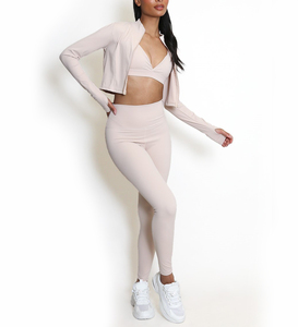 Women 3 Piece Yoga Set Black V Neck Crop <b>Top</b> Mid Waist Wide Leg Ruched Butt Pants Full Length Breathable Stretch Fitness Wear - Product Image 2