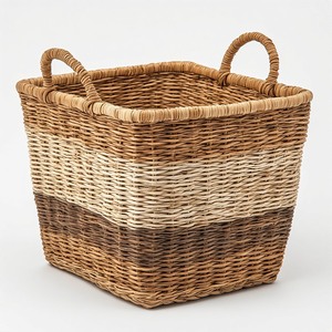 Premium Eco-Friendly Natural Seagrass Storage <b>Basket</b> with Handles Durable for Kitchen <b>Bathroom</b> Use Promoting Sustainable Living - Product Image 5