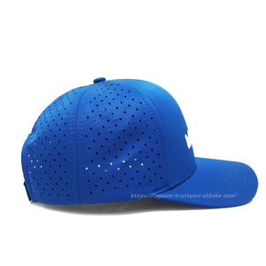 High Quality Custom Golf Hat 6 Panel <b>Waterproof</b> Polyester <b>Cap</b> with Laser Cut Perforated Design Rope <b>Cap</b> Outdoor Sports <b>Cap</b> - Product Image 4