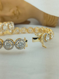 Round Cut Diamond <b>Bracelet</b> with Side Stones in White Gold Luxury Tennis <b>Bracelet</b> Elegant Wedding Party Anniversary Gift for Her - Product Image 3