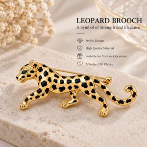Broche Léopard avec finition dorée polie, épingle vintage en forme de panthère pour écharpe en laine d'hiver - Product Image 3