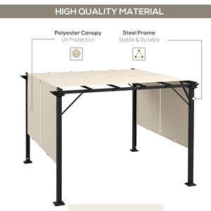 Pergola Retrattile 10x10 con Tenda Parasole Anti-UV Impermeabile, Struttura in Acciaio per Villa, Parco, Giardino, Patio, Beige - Product Image 4